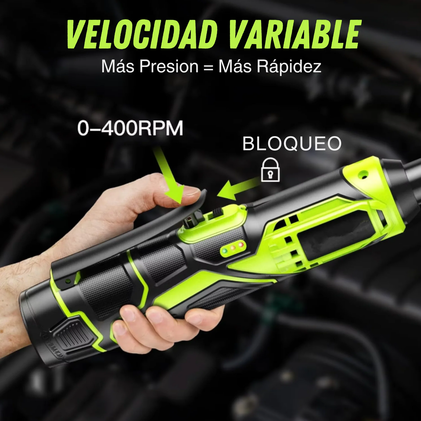 Ratchet a Batería | Doble Dirección | 6 horas de uso por carga | Accesorios Incluidos