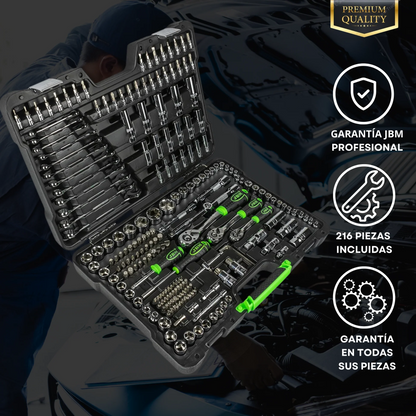 ESTUCHE HERRAMIENTAS JBM [216 PIEZAS] CON VASOS HEXAGONALES