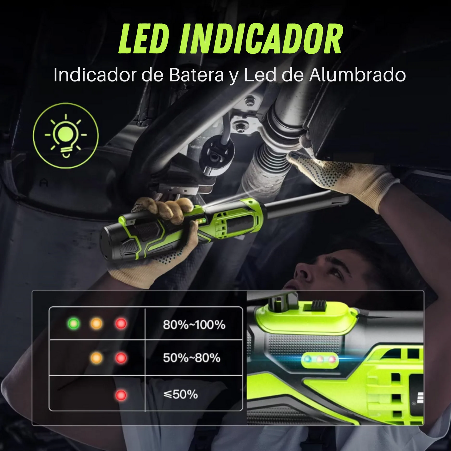 Ratchet a Batería | Doble Dirección | 6 horas de uso por carga | Accesorios Incluidos