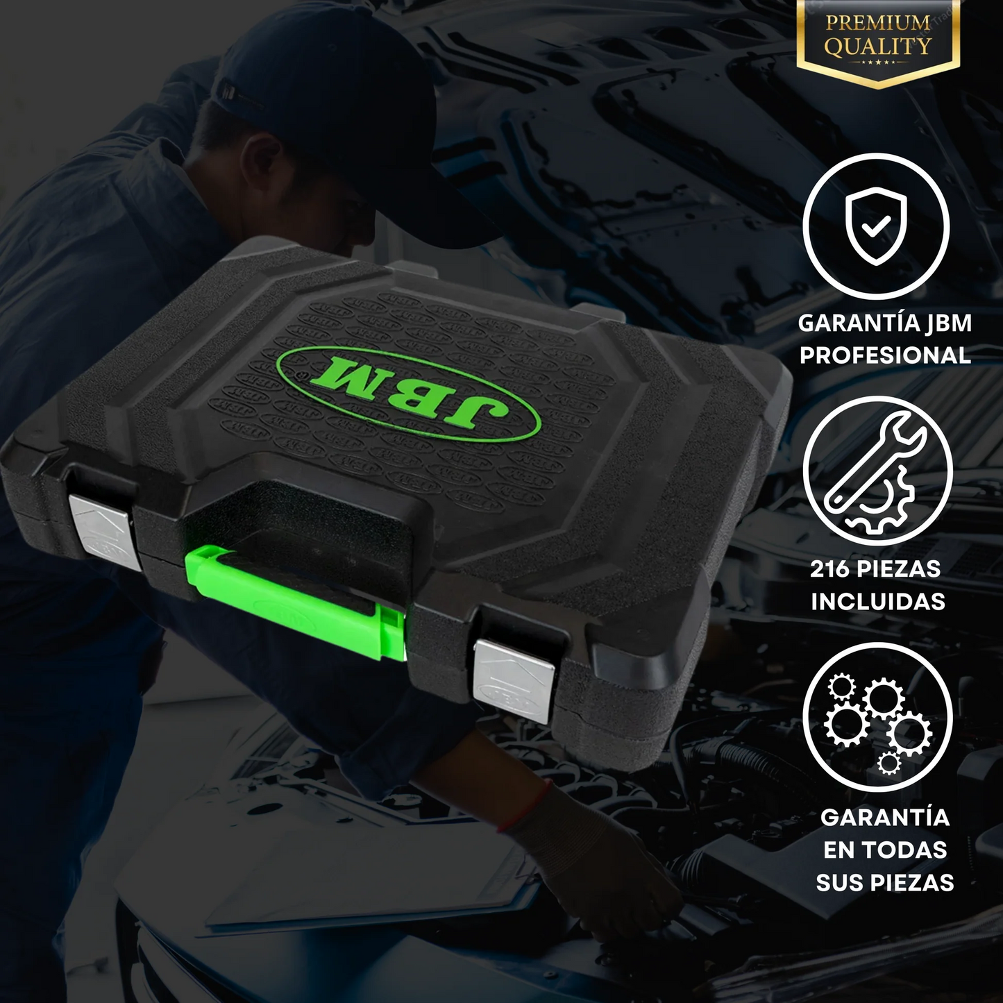 ESTUCHE HERRAMIENTAS JBM [216 PIEZAS] CON VASOS HEXAGONALES