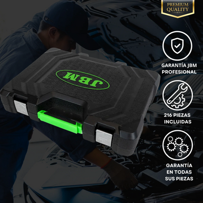 ESTUCHE HERRAMIENTAS JBM [216 PIEZAS] CON VASOS HEXAGONALES